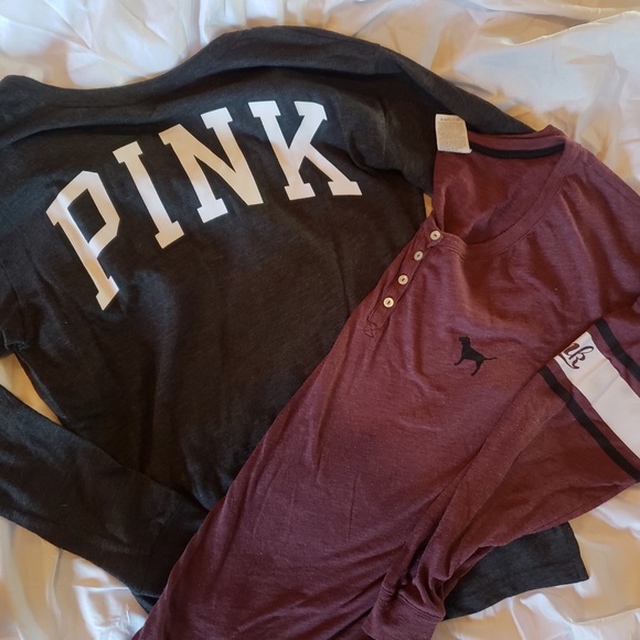 PINK Victoria's Secret Tops - PINK long sleeve sleep shirts